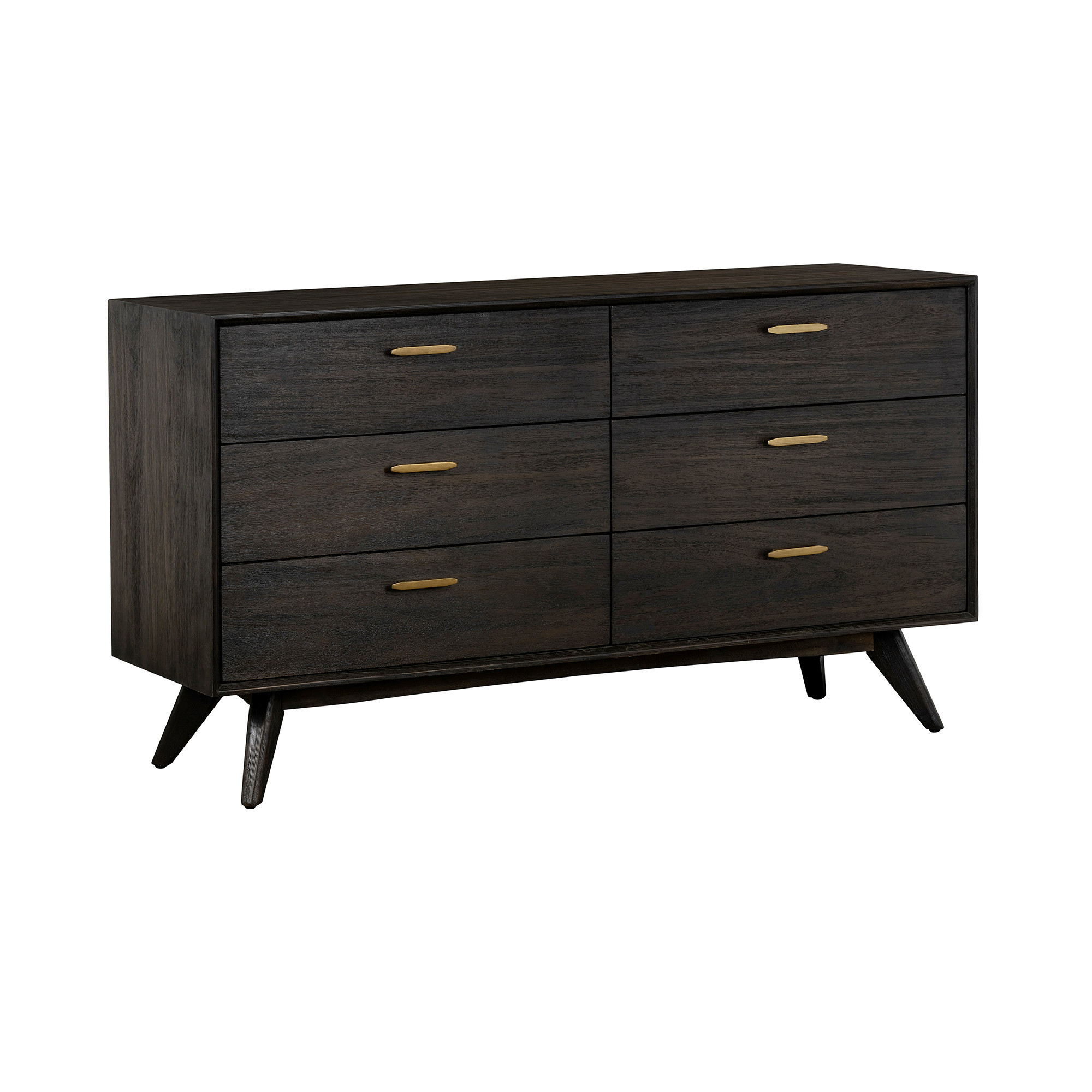 HomeRoots 518628 63 in. Brown Solid Wood Six Drawer Dresser