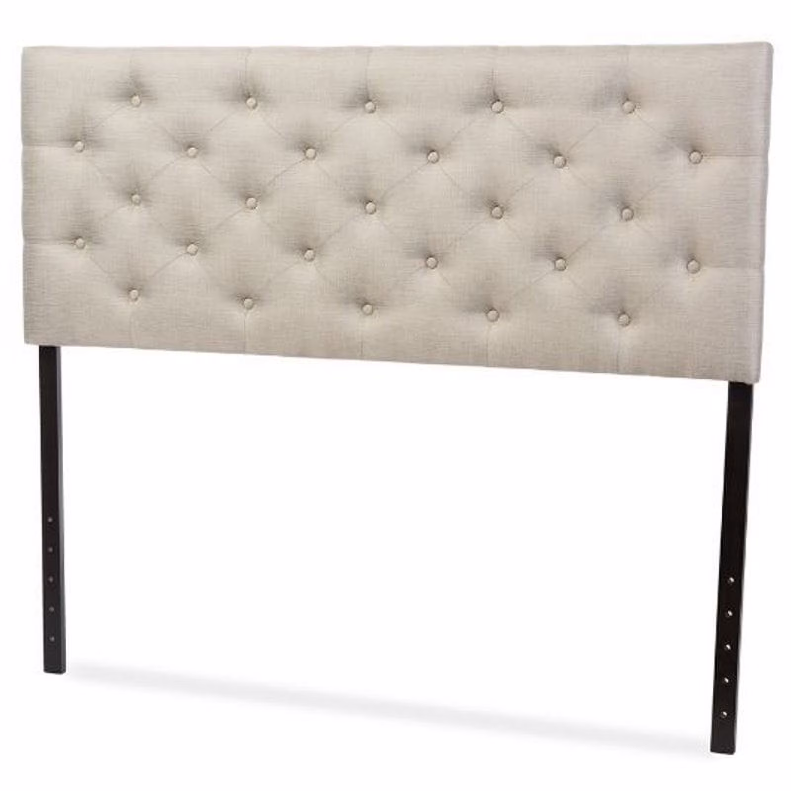 Pemberly Row Modern Fabric Tufted Queen Panel Headboard in Light Beige