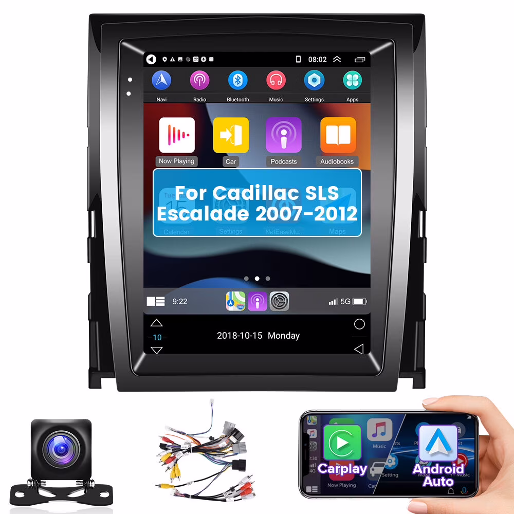 Podofo 2+32G for Cadillac SLS/Escalade 2007-2012 Wireless Carplay Android Auto 9.7'' Touchscreen Car Stereo Radio Android WIFI GPS FM Bluetooth USB, AHD Backup Camera