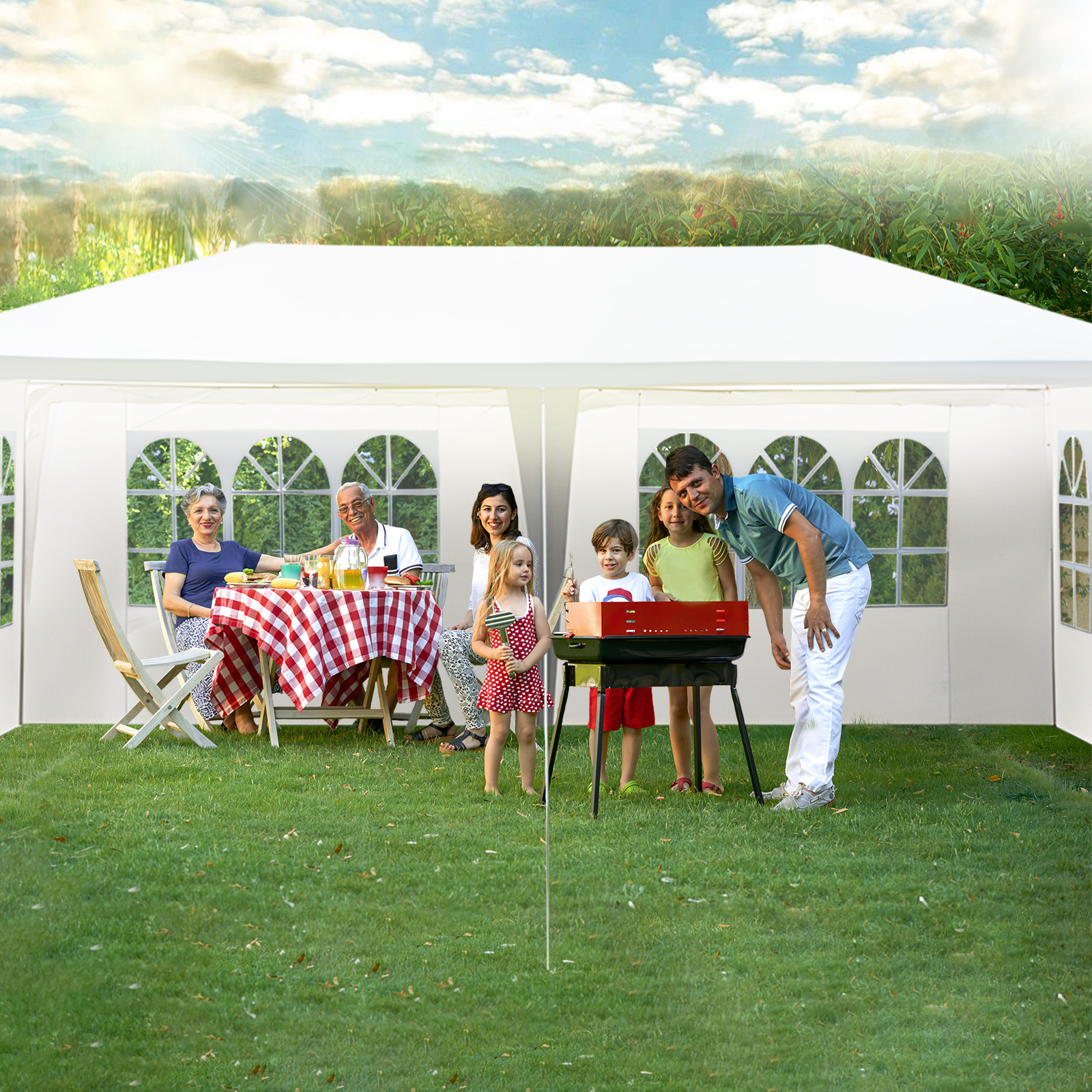 SYTHERS 10 x 20 FT Outdoor Party Tent, Heavy Duty Canopy with Removable Sidewalls Waterproof BBQ Backyard Gazebo