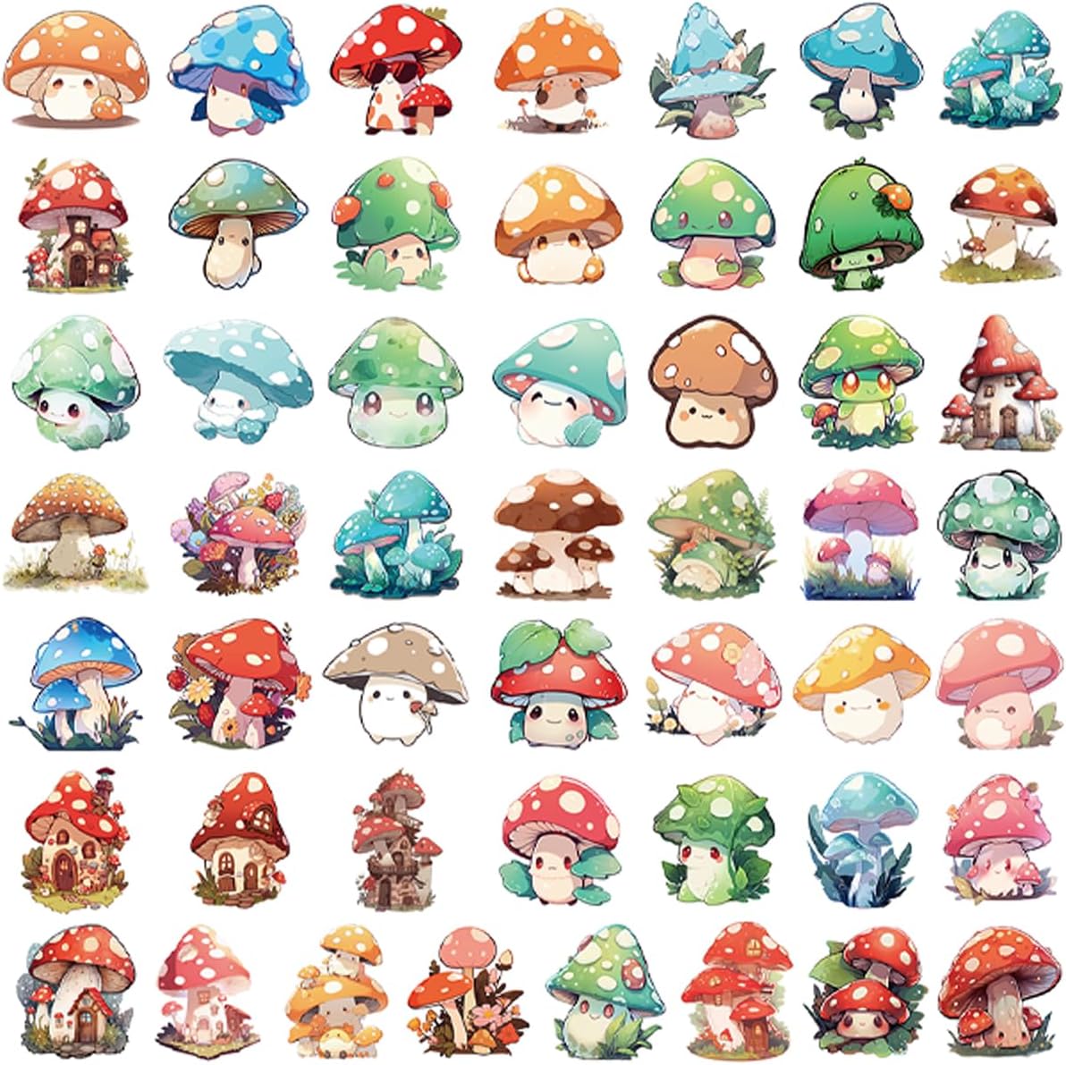 Cute Mushroom Stickers for Kids, 100PCS Waterproof Vinyl Stickers for Water Bottles, Notebooks, Laptops, Phone Cases,