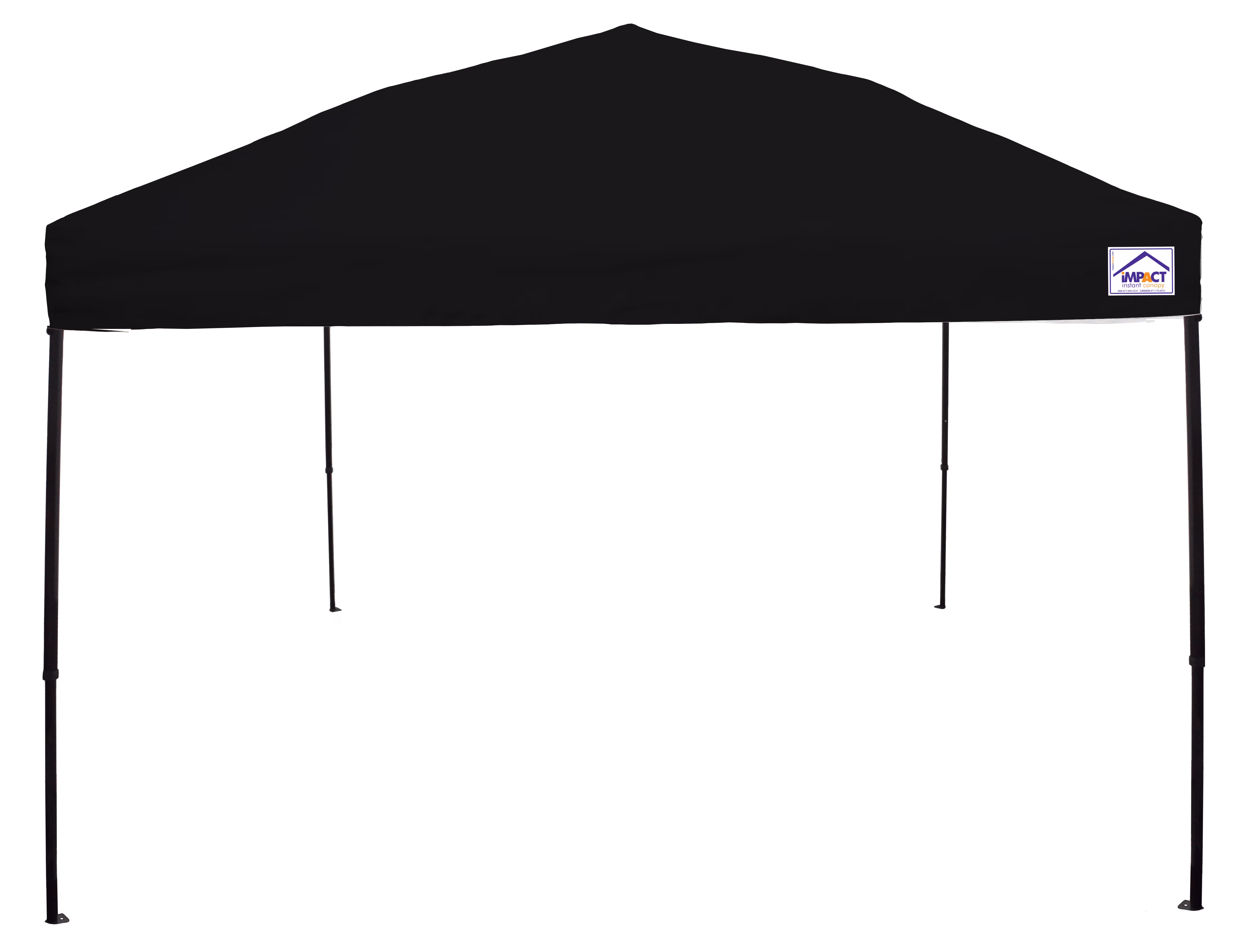 Impact Canopy 10' x 10' Canopy Tent, UV Coated, Black Steel Framed, Pop Up Tent Includes Roller Bag, Black