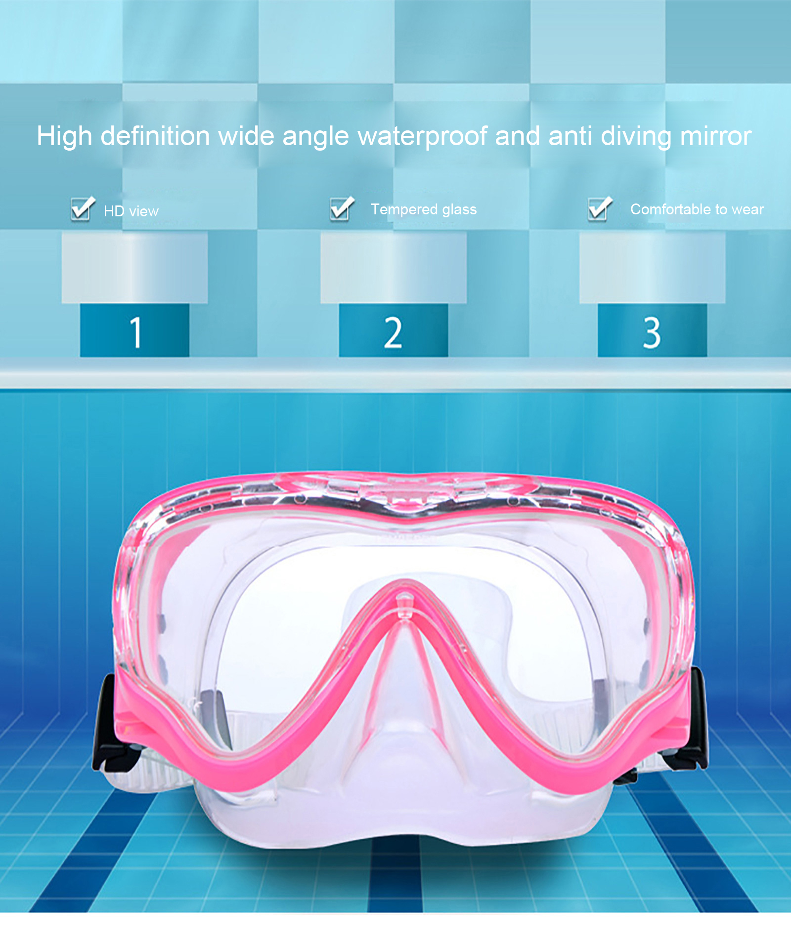 Summer Kids Swim Goggles, Clear View Pool Swimming Diving Mask with Nose Cover