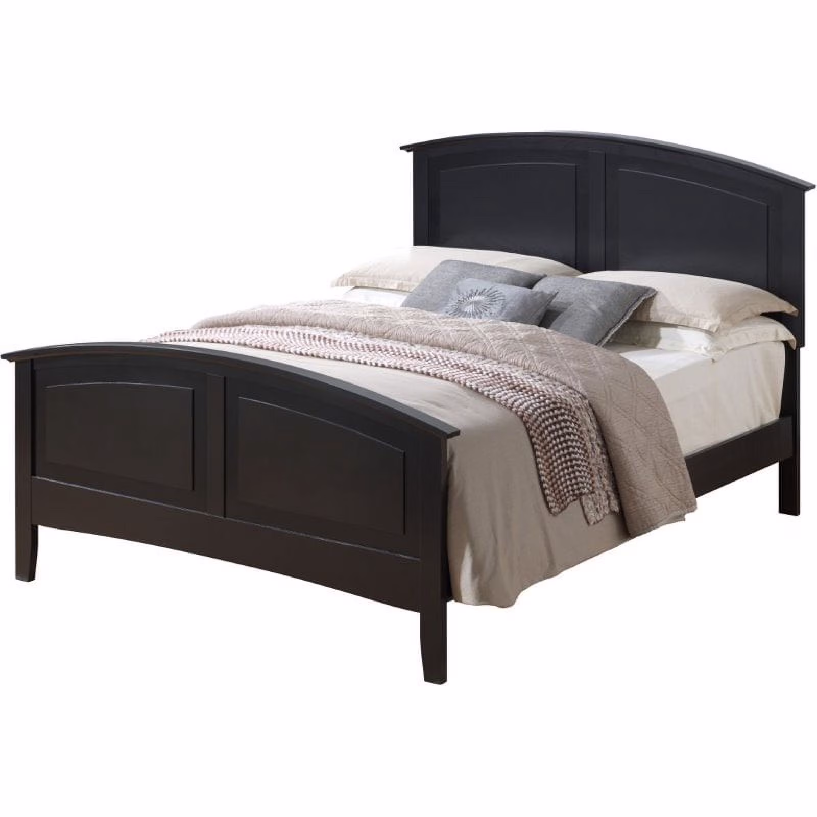 Bowery Hill Transitional Wood Queen Panel Bed in Black Finish