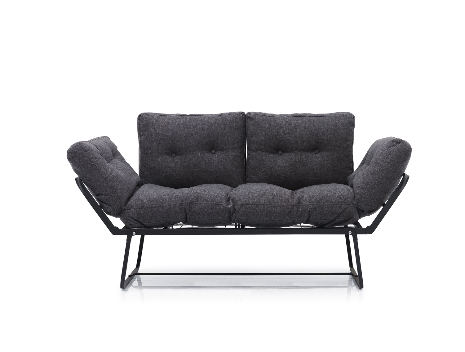 Valencia Modern Loveseat Futon for Living Rooms and Bedroom, Adjustable Arms, Removable Back Cushion, Convertible Sleeper Sofa, 66 inch 2 seater sofa, Gray
