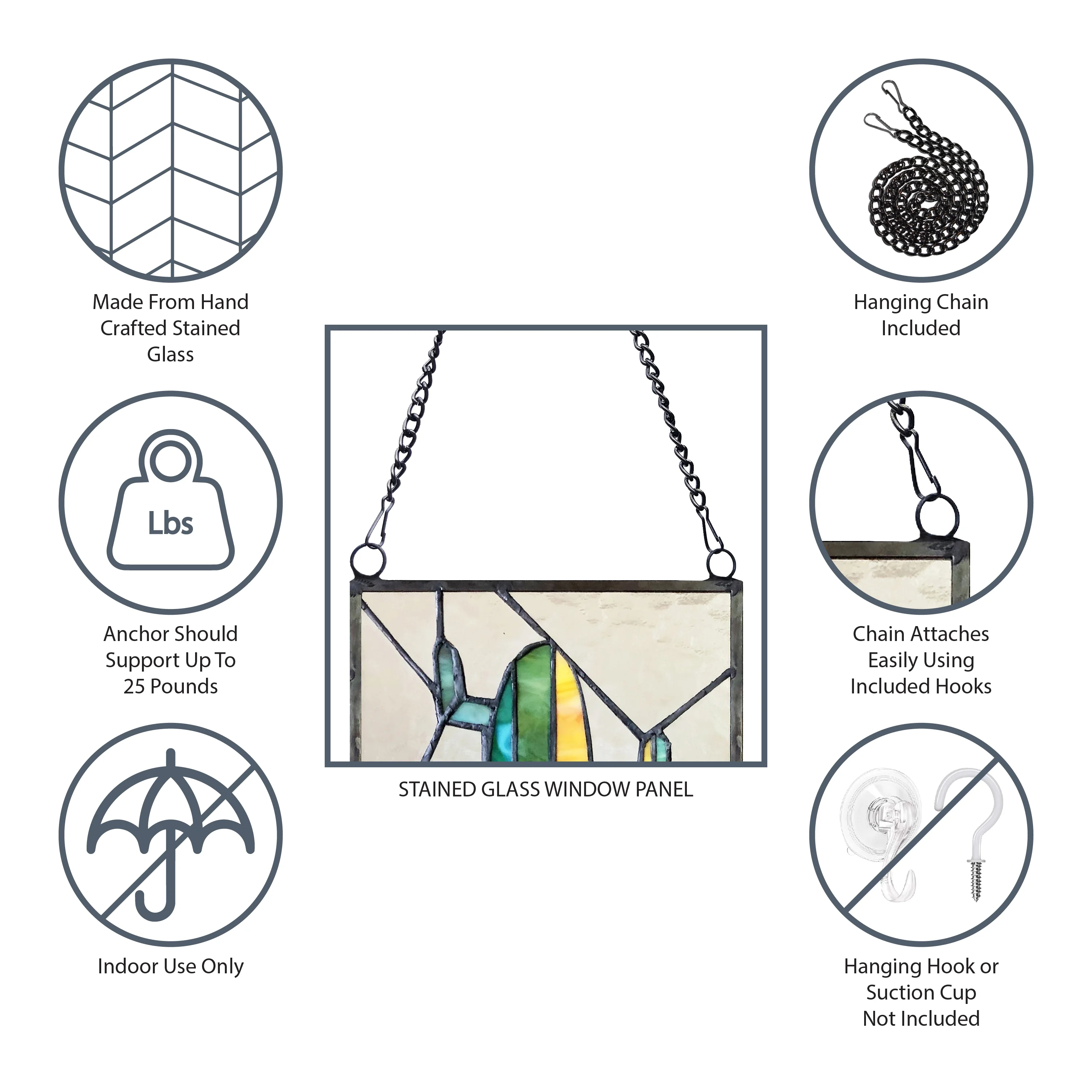 River of Goods 18 in. Zen Stone Garden Stained Glass Window Panel in Grey