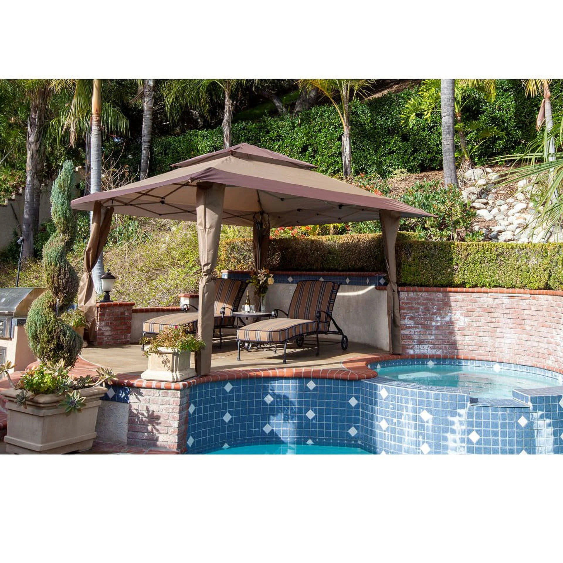 Z-Shade 13 x 13 Foot Instant Gazebo Outdoor Canopy Tent, Tan Brown