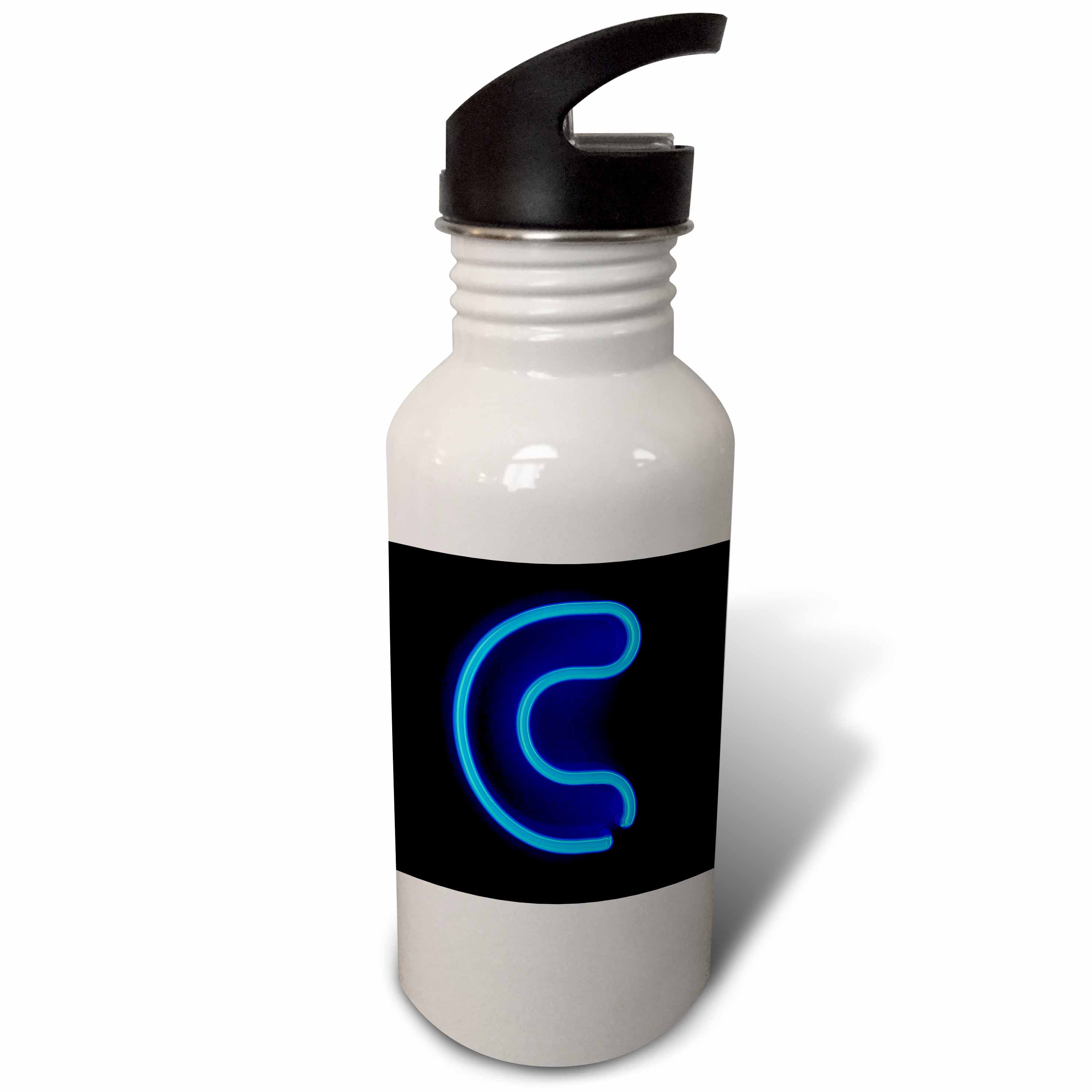 Monogram letter C abstract neon blue lit shining illuminated 21 oz Sports Water Bottle wb-155123-1