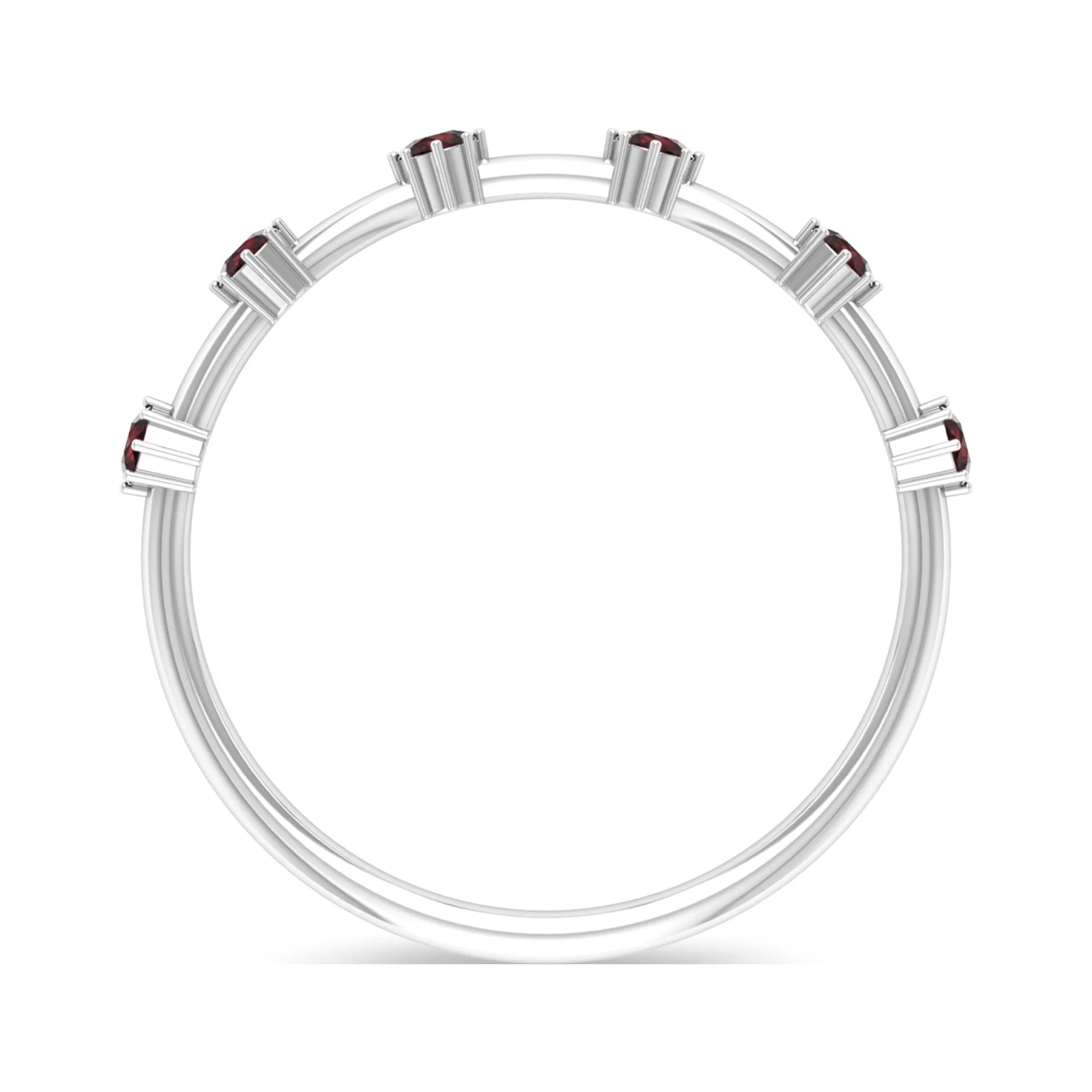 1/4 CT Round Shape Garnet Stackable Band Ring, 925 Sterling Silver, US 4.00