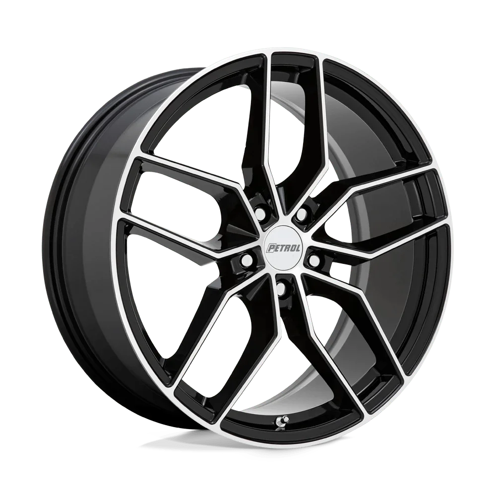 Petrol P5C 18X8 5X108 40Et 72.1Cb Gloss Black W/ Machined Face Wheel