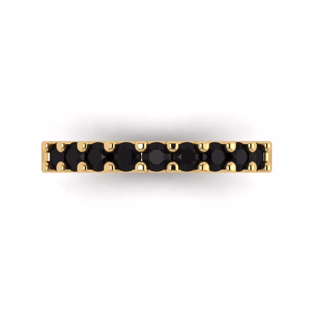 1.81 ct Brilliant Round Cut Natural Onyx 18K Yellow Gold Stackable Band SZ 4
