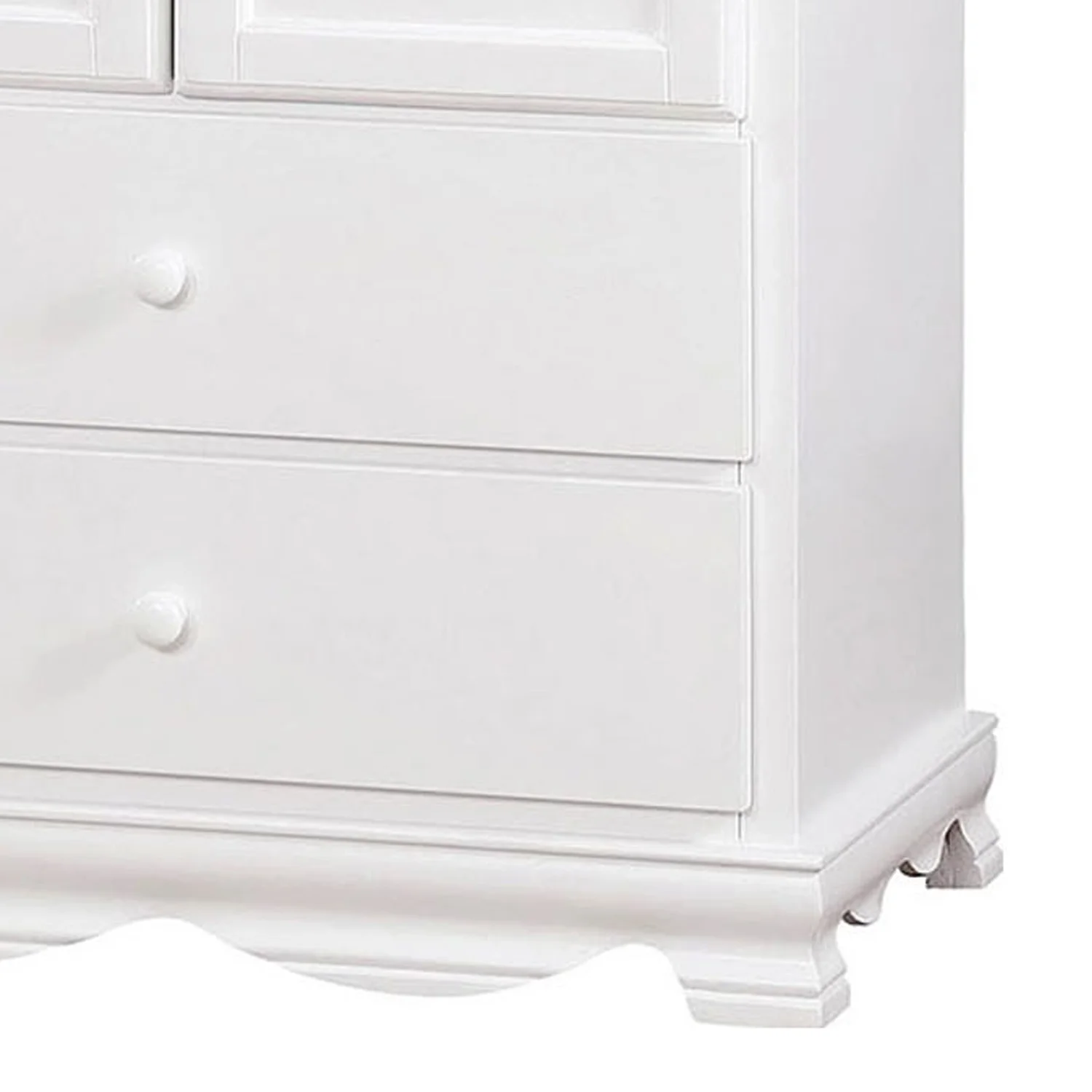Benjara 51 Inch 2 Drawer Wooden Armoire with Arched Base, White