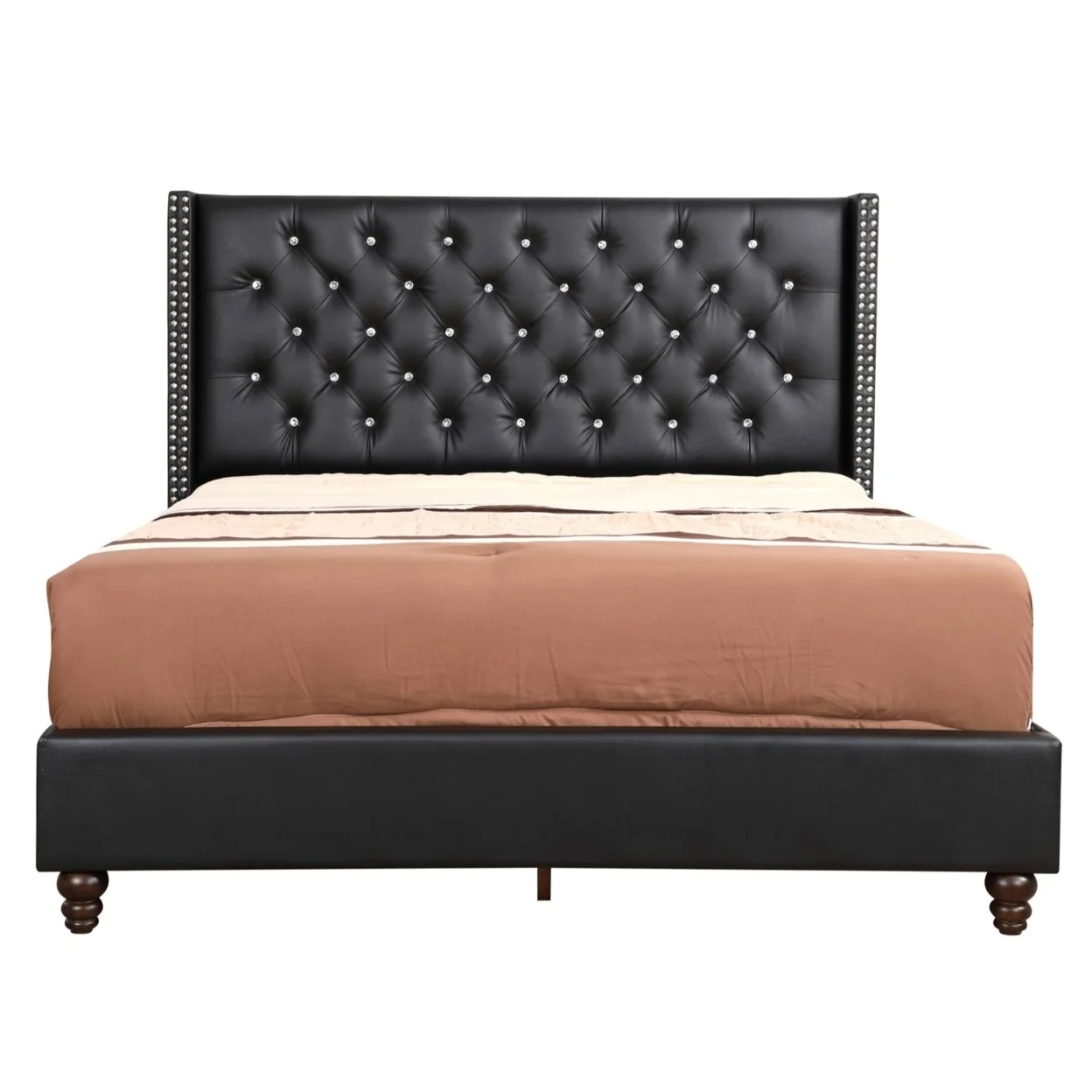 Home Furnitue Julie Black Full Upholstered Panel Bed