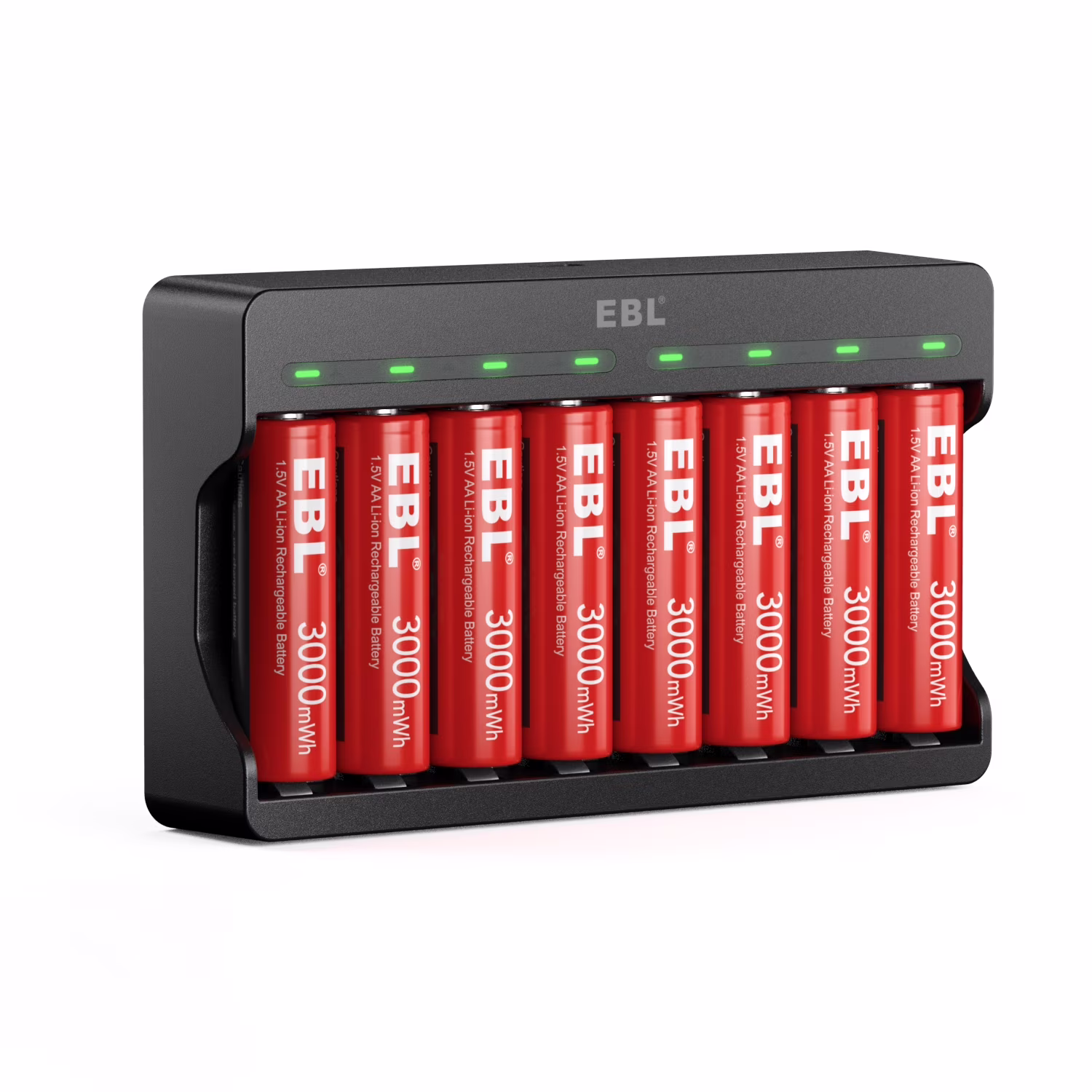 EBL Lithium-Ion Rechargeable AA Batteries (8-Pack) + 8 Slots Smart Battery Charger