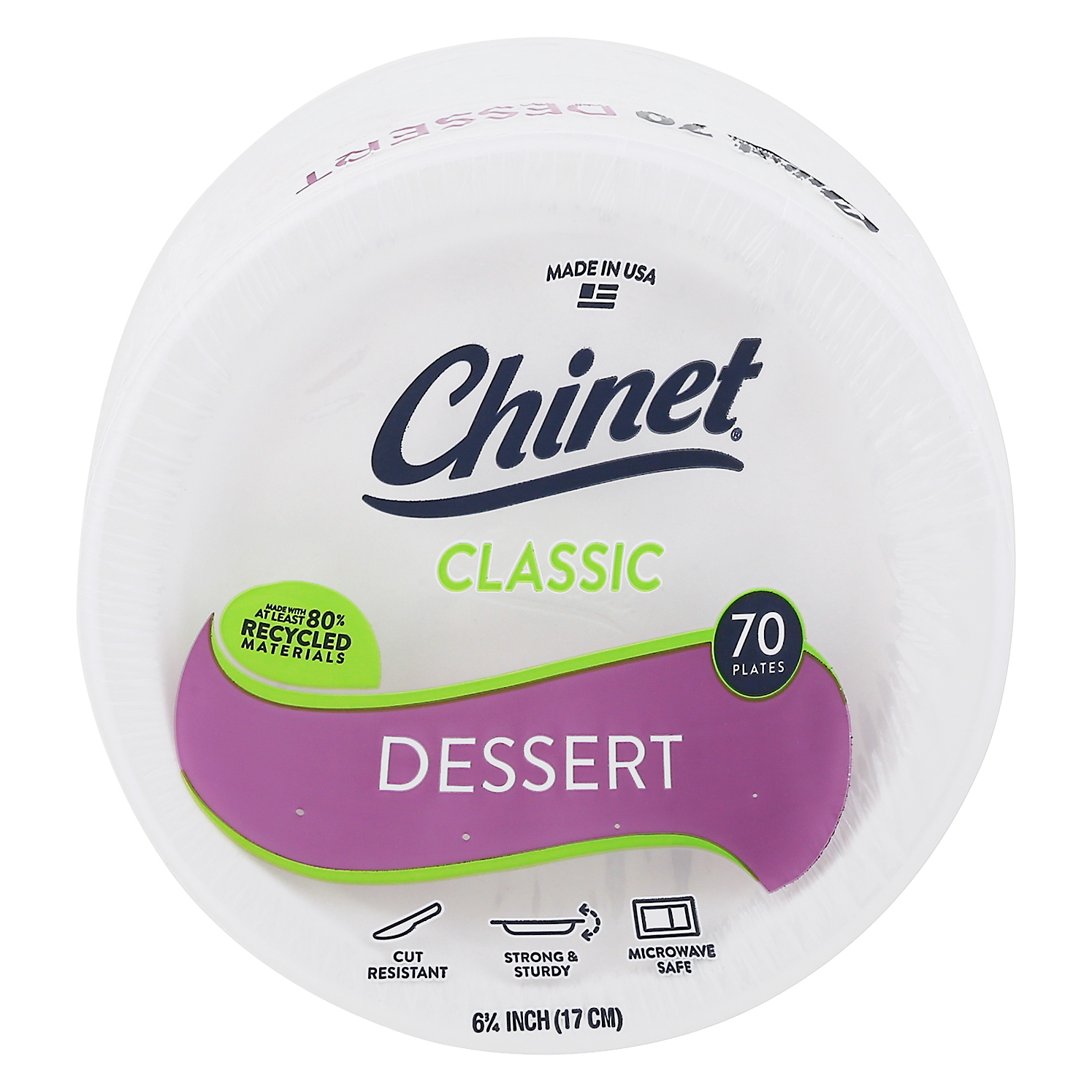 Chinet Classic White Round Appetizer and Dessert Plates 6 75 Inches 70 Count