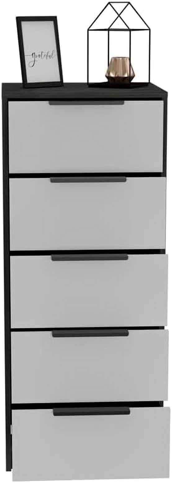 xrboomlife Modern 5-Drawer Engineered Wood Dresser in Smoky Oak/White