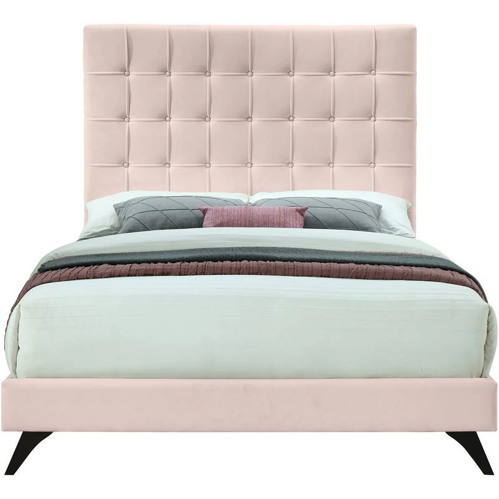 Meridian Furniture Elly Pink Velvet King Bed