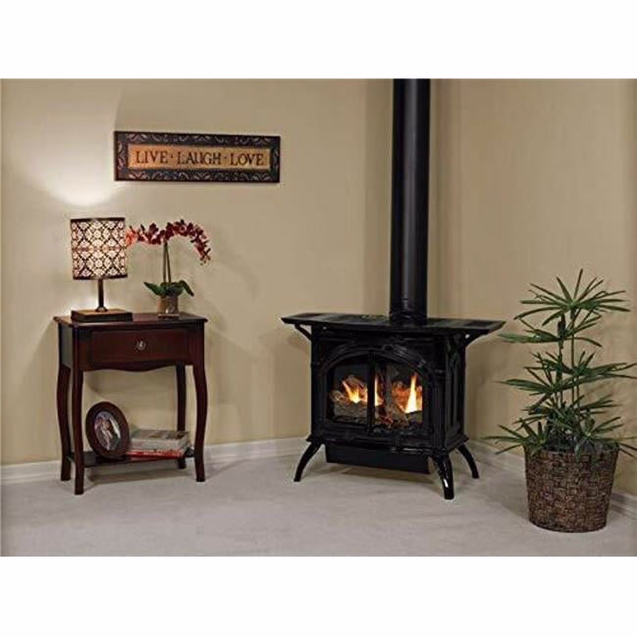 22 in. Propane Millivolt Slope Glaze Burner Log Set, Matte Black