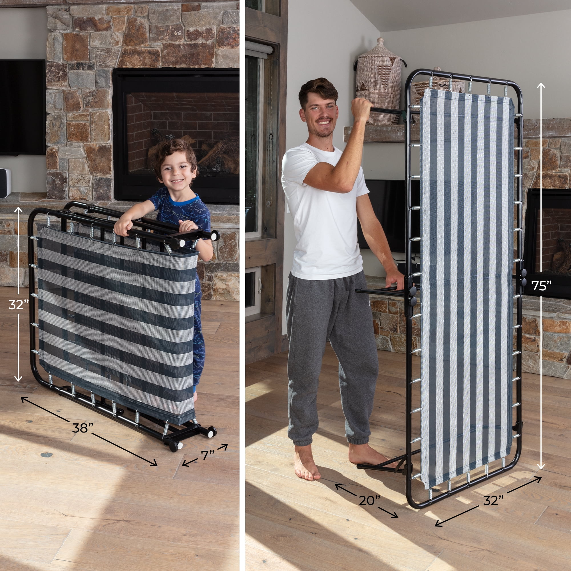 LiteBed™ Rollaway Folding Bed with Memory Foam Mattress - Portable Fold Up Bed with Carrying Bag - Luxurious Rolling Foldable Guest Bed