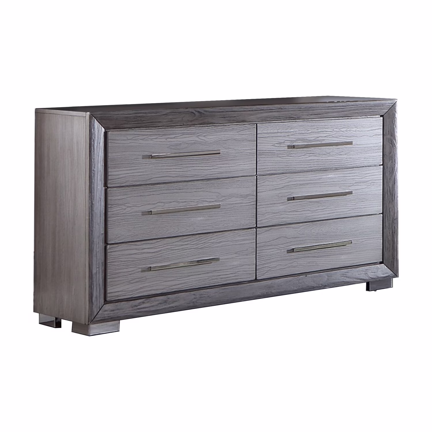 Benjara  58 in. Reno Dresser with 6 Drawers, Gray