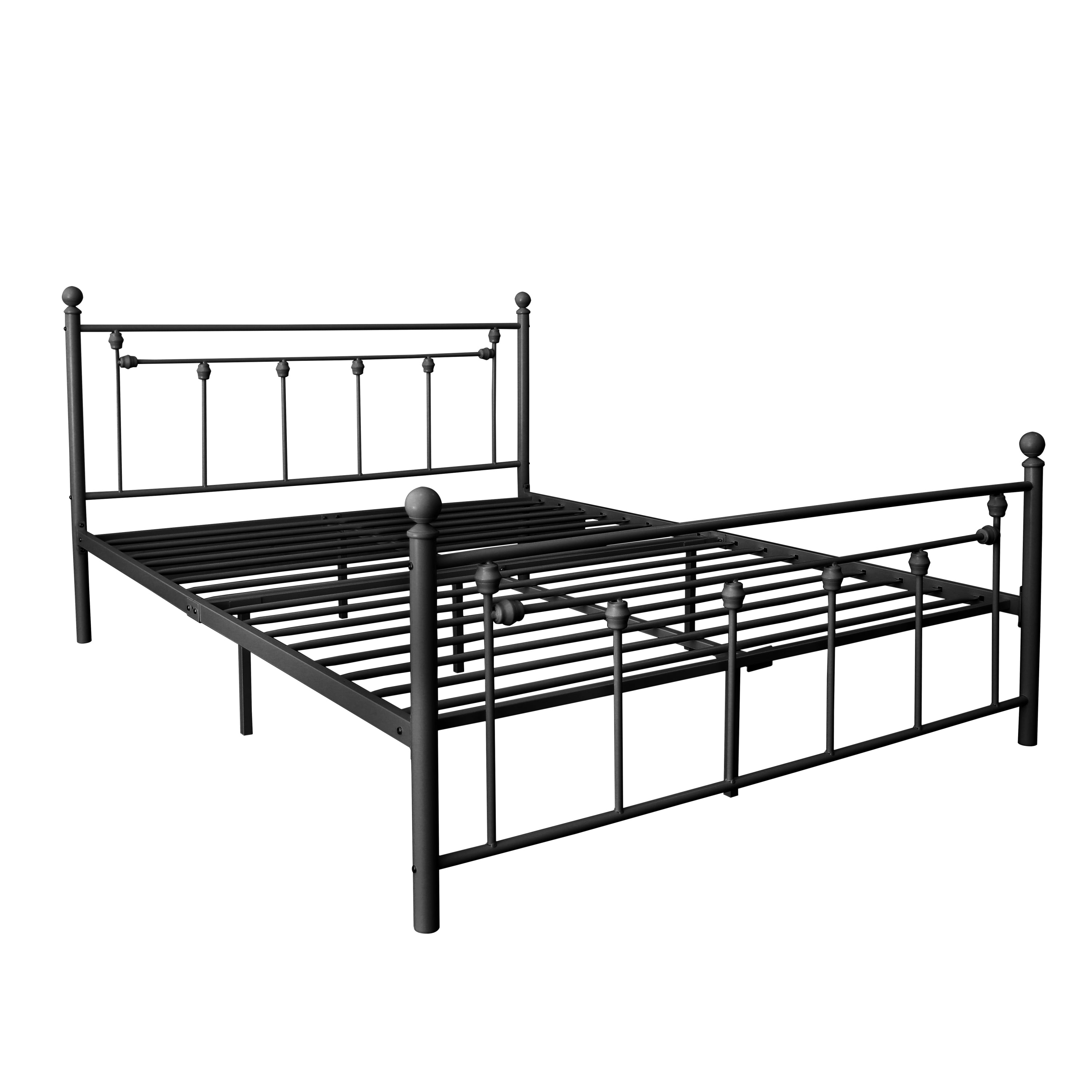RegalRest Black Metal Bed Frame with Elegant Headboard and Footboard