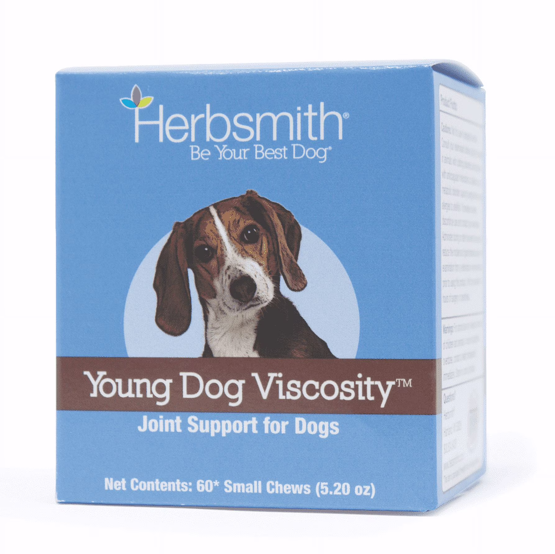 Herbsmith Young Dog Viscosity – 4-in-1 Natural Joint Support for Dogs – Dog Joint Care Chews with Glucosamine, Hyaluronic Acid, Chondroitin, & MSM - Dog Vitamins for Hip and Joint - 60ct Small Chews