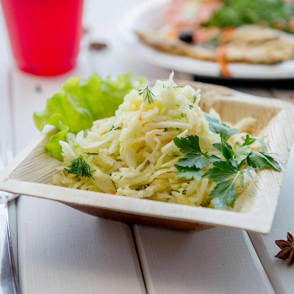 Indo 12 oz Square Natural Palm Leaf Bowl - 6 1/2