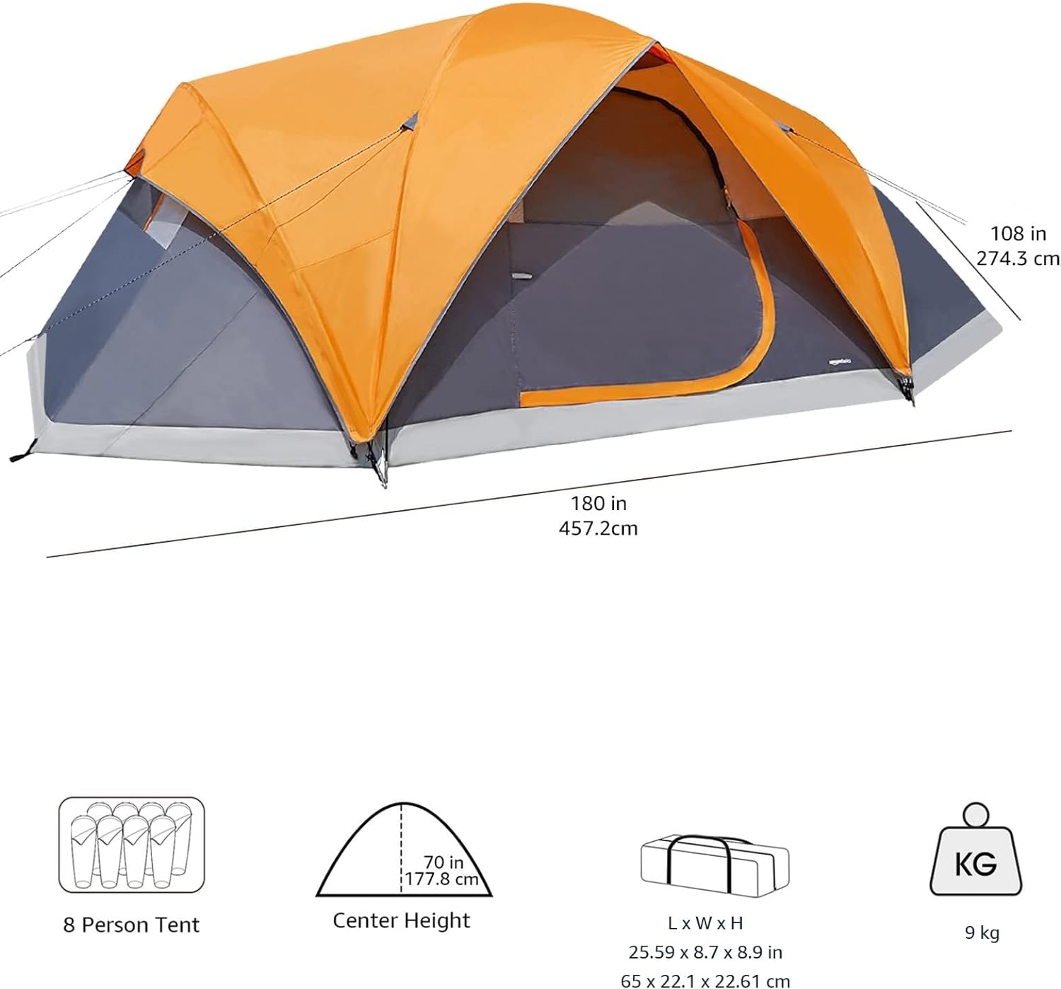 OUWI Dome Camping Tent With Rainfly and Carry Bag, 4/8 Person