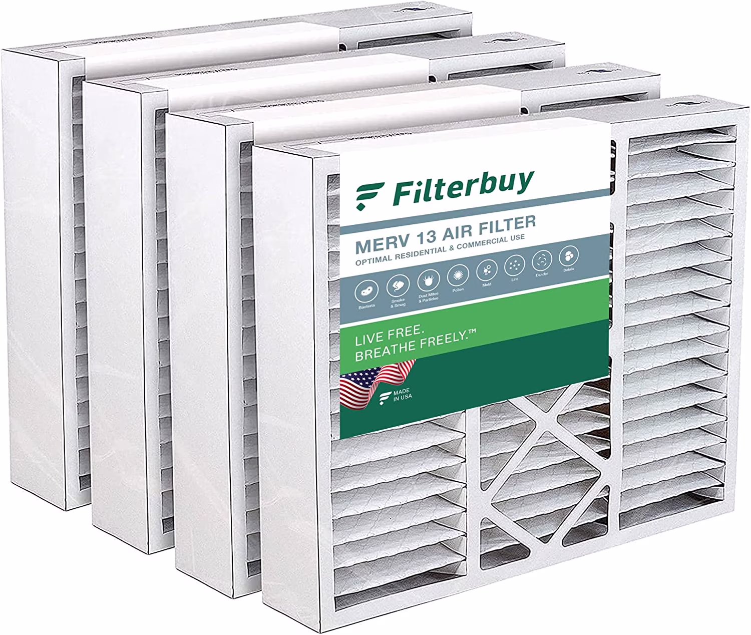 Filterbuy 20x20x5 MERV 13 Pleated HVAC AC Furnace Air Filters for Honeywell FC100A1011 and Lennox X0585 (4-Pack)
