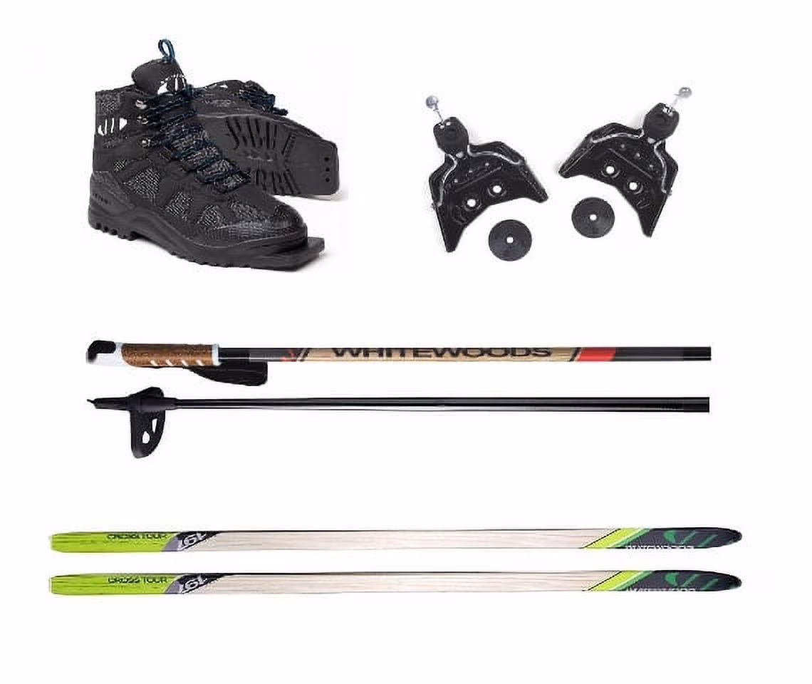 Whitewoods 75mm 3-Pin Cross Country Ski Package, 177cm (for Skiers 121-150 lbs.)