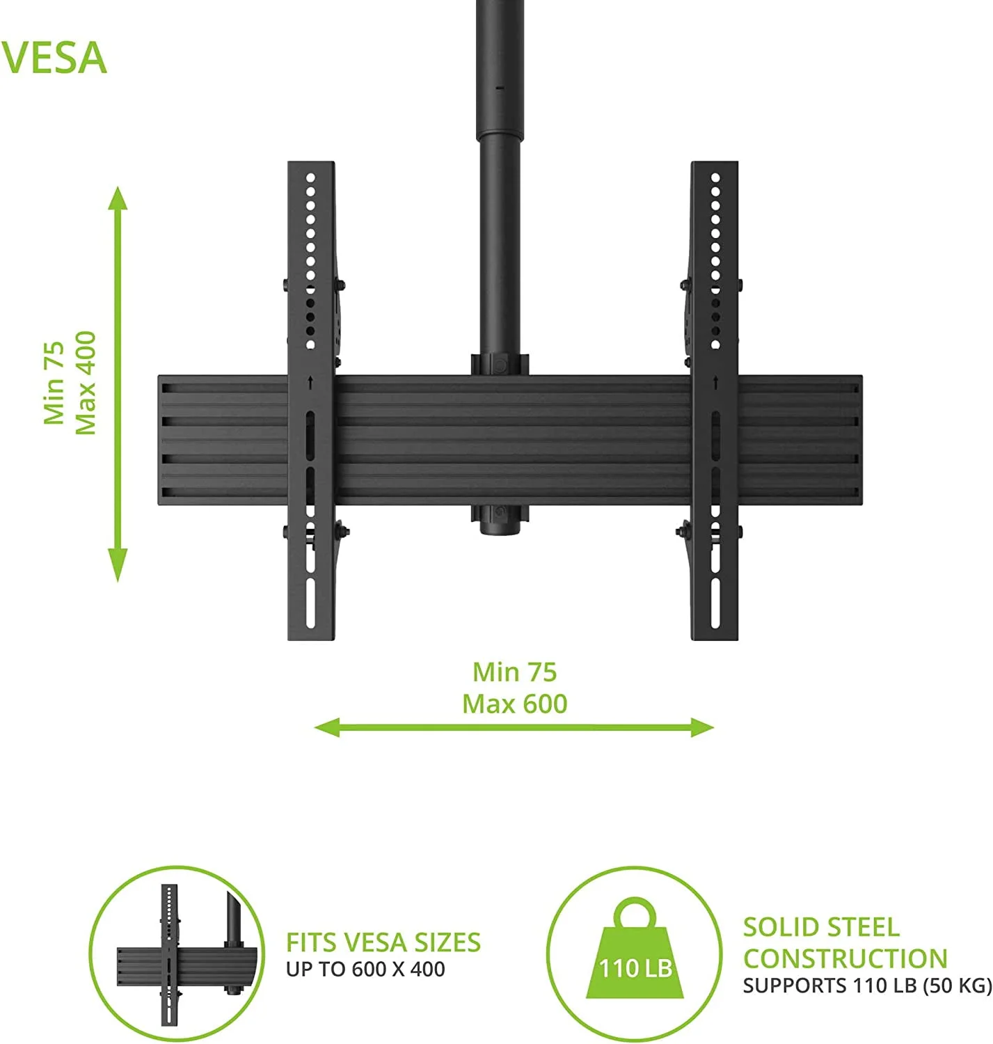 OUWI CM600 Telescoping Ceiling TV Mount for 37 to 70-inch TVs | Hanging TV Bracket with 23