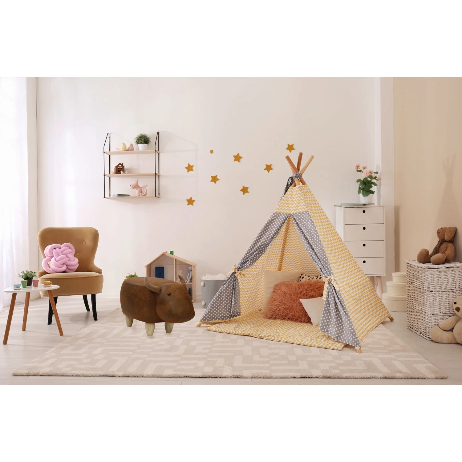 Critter Sitters 14-in. Seat Height Faux-Leather Brown Cow Animal Shape Ottoman