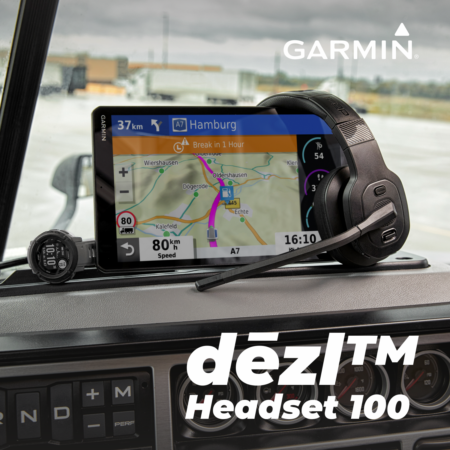 Garmin Dezl Headset 100 with Wearable4U Power Pack Bundle