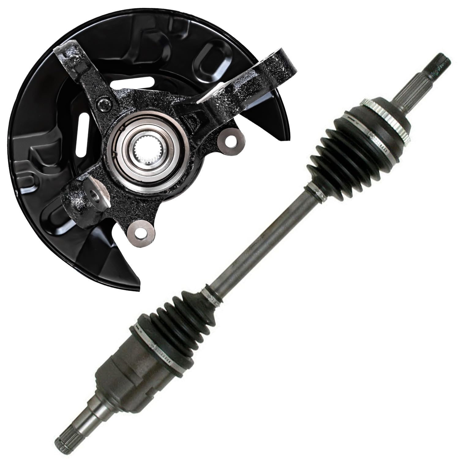 Detroit Axle - Front Left Steering Knuckle w/ Wheel Hub + CV Axle Assembly Replacement for 2003-2008 Toyota Matrix Manual Transmission