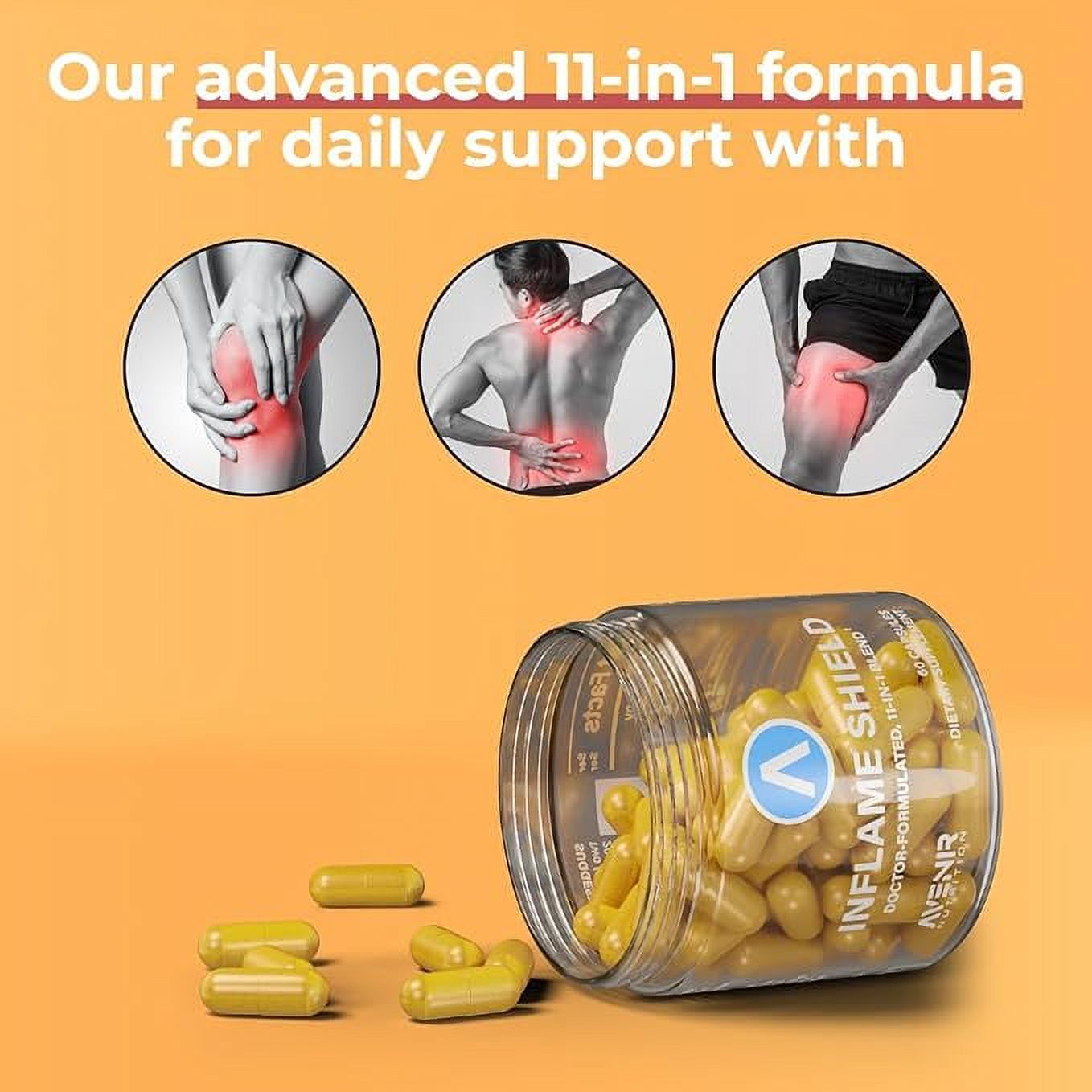 Avenir Nutrition Inflame Shield (2 PACK) | Turmeric Supplement for Inflammation Support with Ginger, Bioperine, & Bromelain | Advanced Formula for Joint Support | 60 Capsules for Men and Women