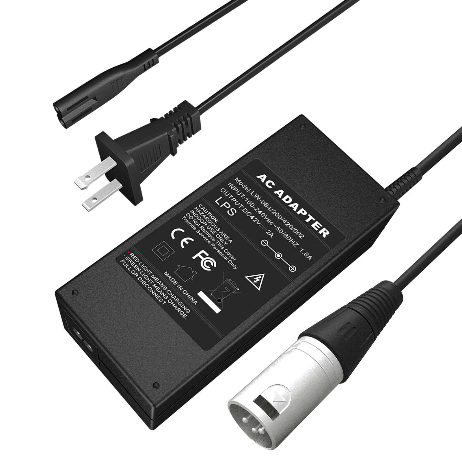 42V 2A Power Charger For XLR Electric Bike E-bike Scooter 36V Li-ion Battery US