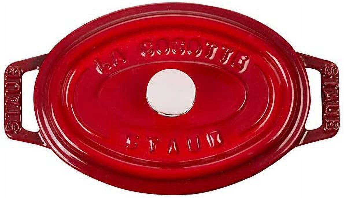 YINCHEN 40509-807 Mini Pico Cocotte Oval Cherry, 4.3 inches (11 cm), Small, Double Handed, Enameled Pot, La Cocotte Oval