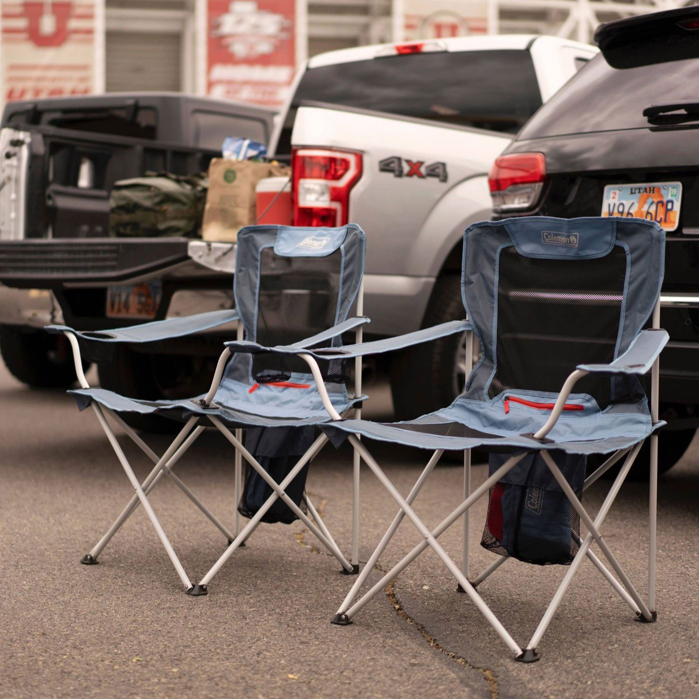 Coleman All-Season Adult Folding Camp Chair with Removable Insulated Cover, Blue