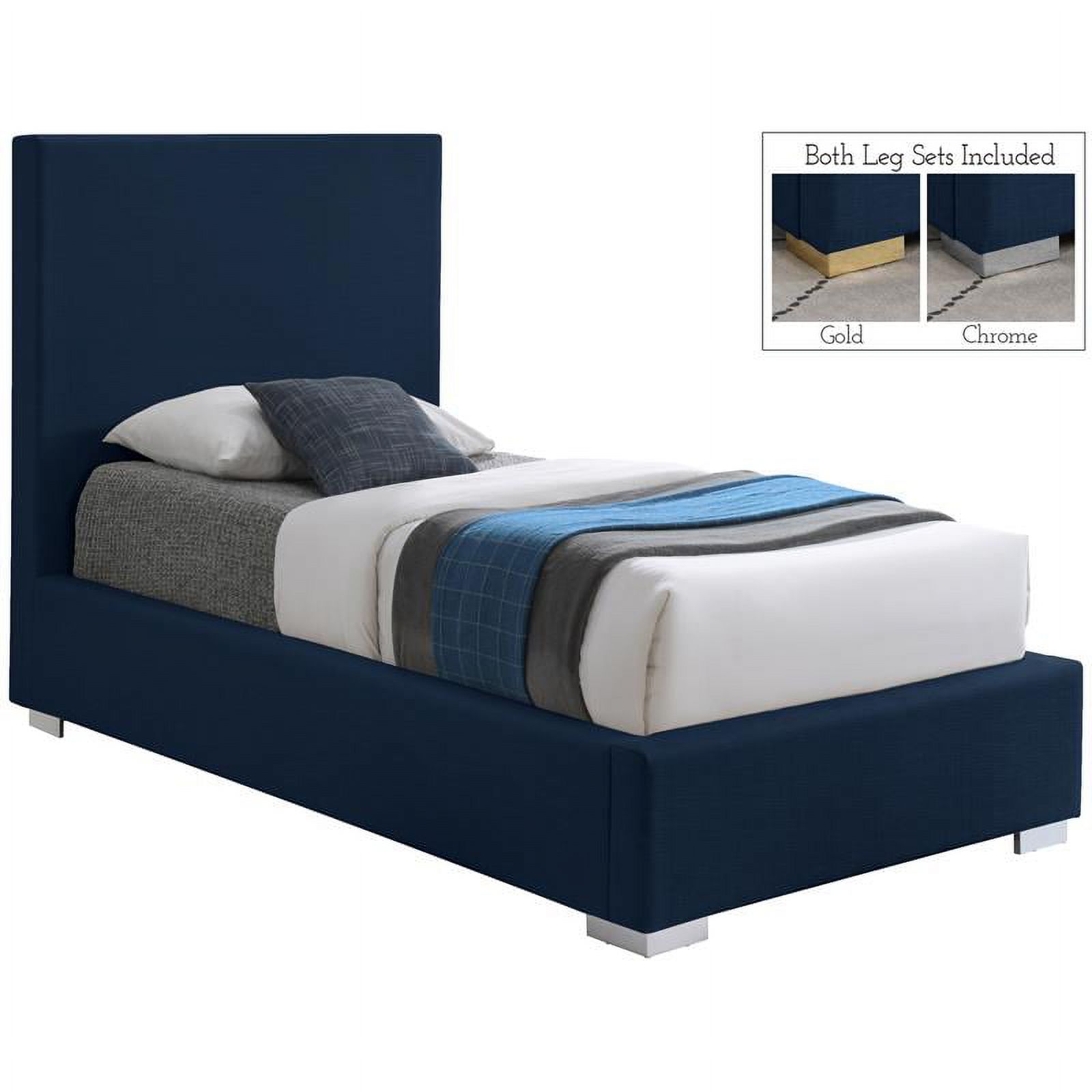 Meridian Furniture Crosby Navy Linen Textured Fabric Twin Bed