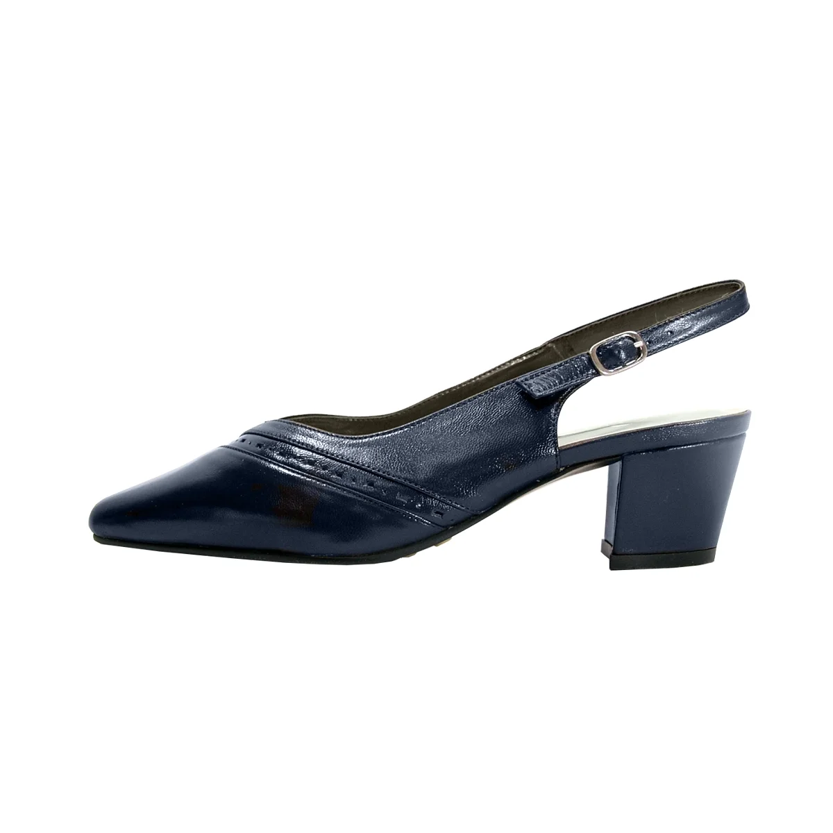 PEERAGE Alanis Women's Wide Width Leather Slingback Pumps NAVY 7