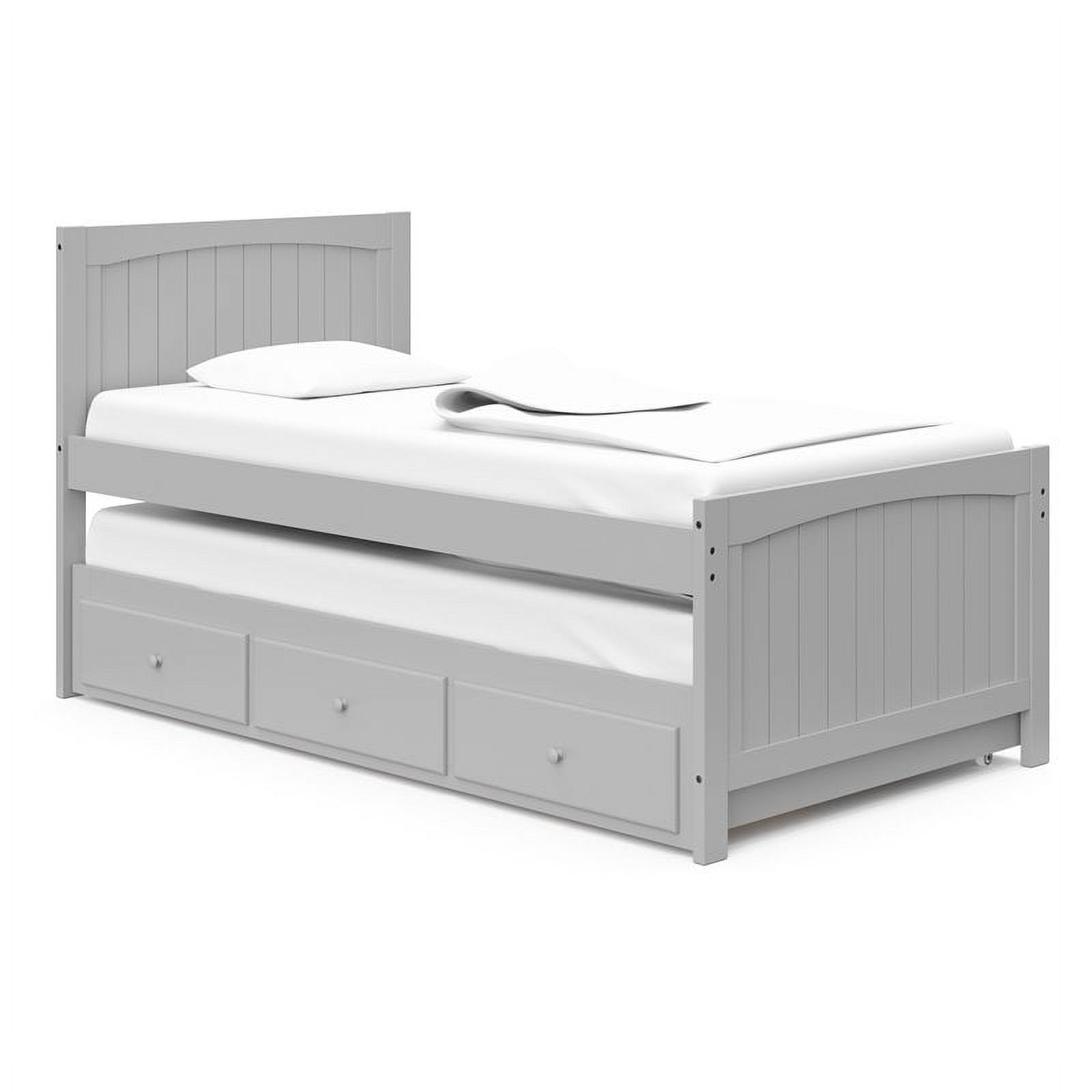 Rosebery Kids Traditional Twin Captain's Bed with Twin Trundle in Pebble Gray