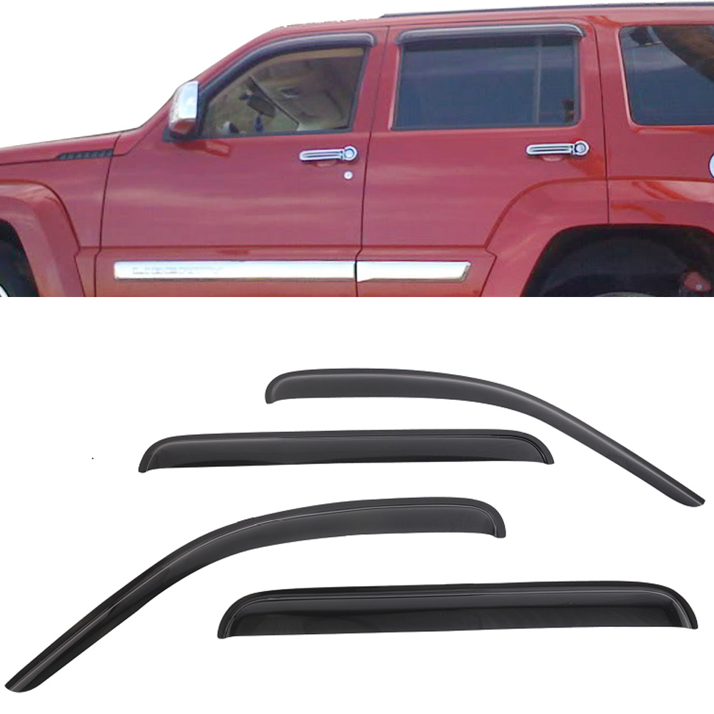 Ikon Motorsports Compatible with 08-14 Jeep Liberty Acrylic Window Vent Visor Deflector Rain Guard 4Pc Outside Mount 2008 2009 2010 2011