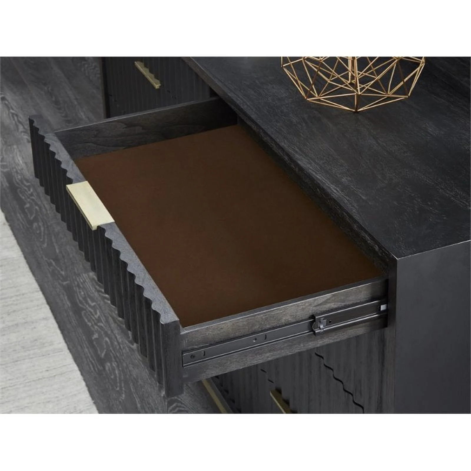 Bowery Hill 6-Drawer Solid/Mahogany Wood Chest in Transparent Black