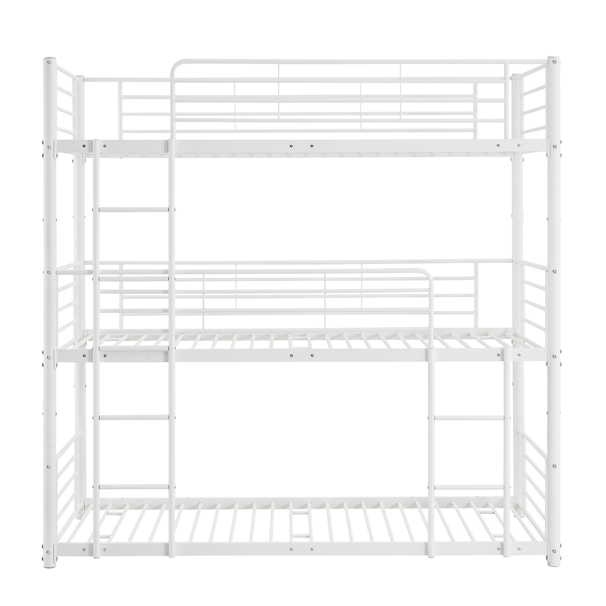Nestfair  Twin Over Twin Over Twin Triple Bunk Bed with Built-in Ladder White