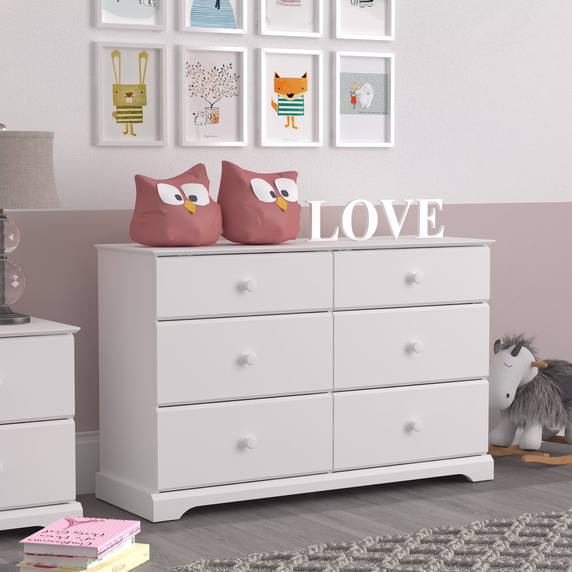 Hillsdale Campbell 6-Drawer Kids Dresser, White