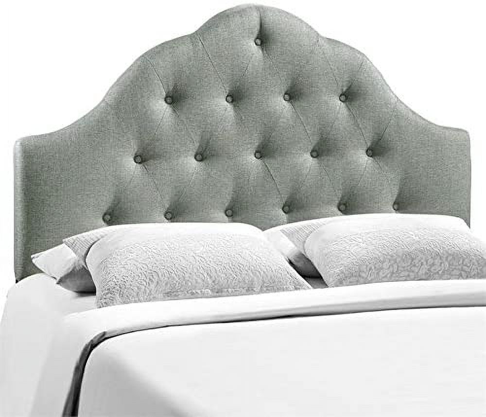 Sovereign Tufted Button Linen Fabric Upholstered King Headboard in Gray