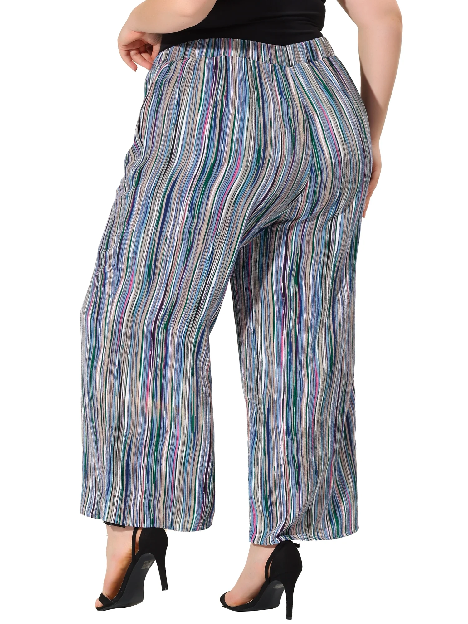 Unique Bargains Women's Plus Spring Boho Palazzo Wide Leg Lounge Casual Pant