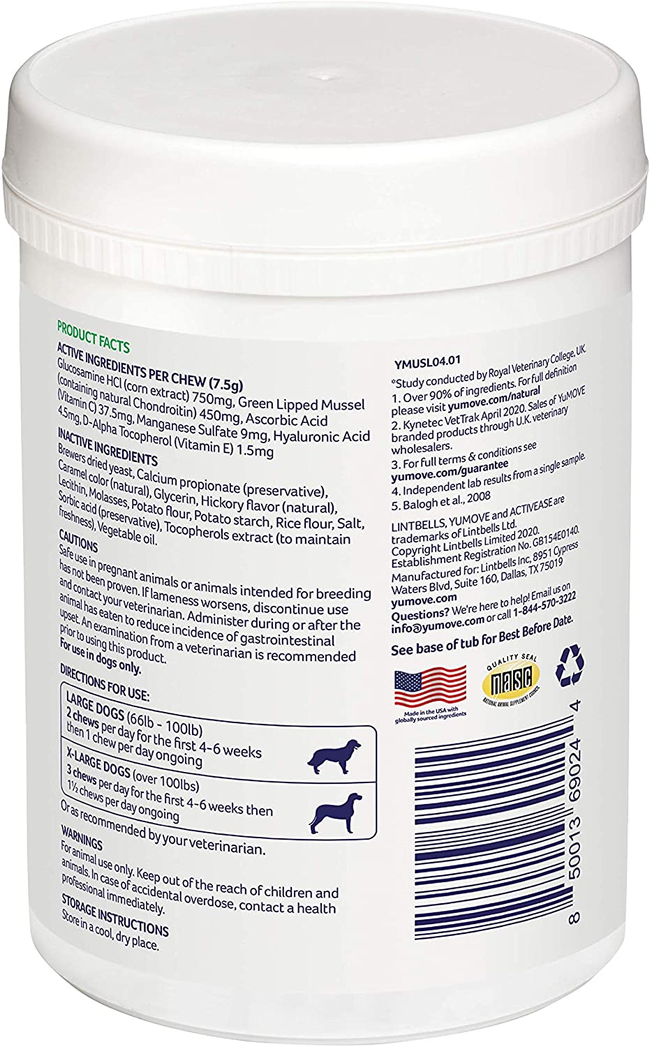 Lintbells YuMOVE Joint Supplement Dog Chews - Contains Glucosamine, Green Lipped Mussel - Natural Relief from Hip Ache, Stiff Joints - 1 Month’s Supply
