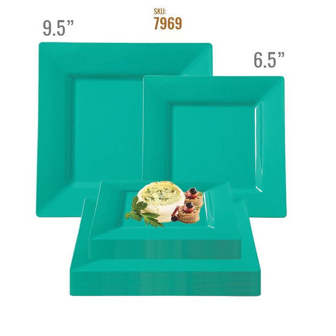 Smarty Sea Aqua Square Plastic Plates Dinnerware Value Set 240ct