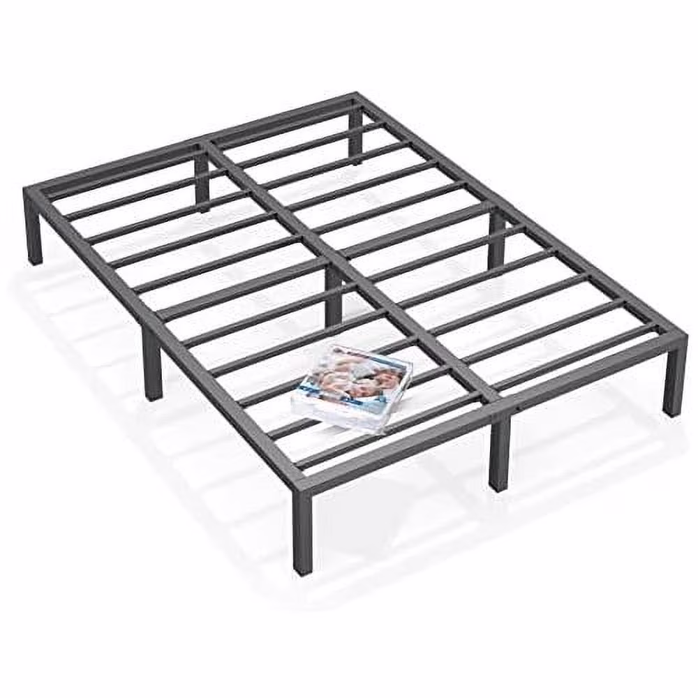 Queen Size Heavy Duty Steel Bed Frame Platform Mattress Foundation,14 Inch Height No Box Spring Needed (Mattress Anti Slip Stopper Included) (Queen Size)
